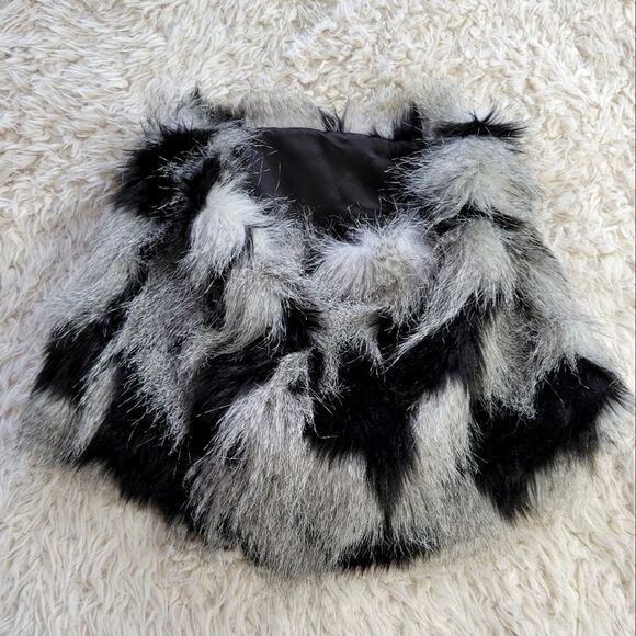 Faux Fur Satin Lined Neck Warmer Collar Cowl Black Gray OS - Picture 1 of 4
